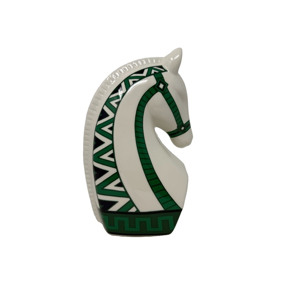 Jonathan Adler 8" Ceramic Horse Head Table Top Decor Green and White